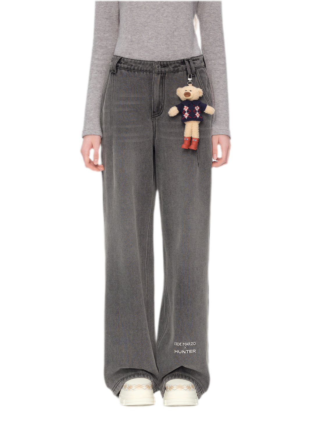 Fleece-Lined Wide-Leg Denim Jeans