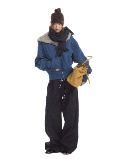 Fuzzy Hooded Cropped Puffer Jacket