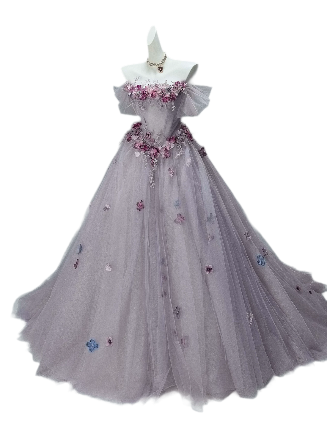 Glitter Floral Corset Ball Gown