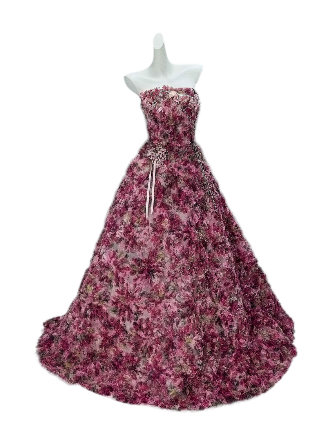 Floral Embellished Strapless Ball Gown