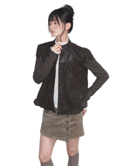 Suede Layered Flare Jacket