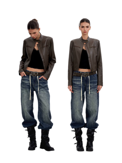 Vintage Wash Wide-Leg Jeans
