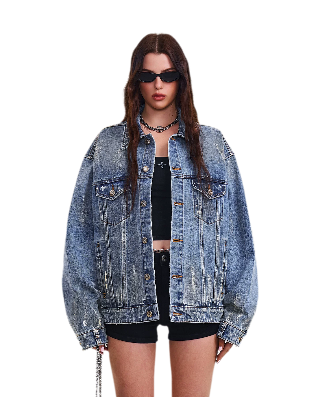 Cross Statue Denim Jacket
