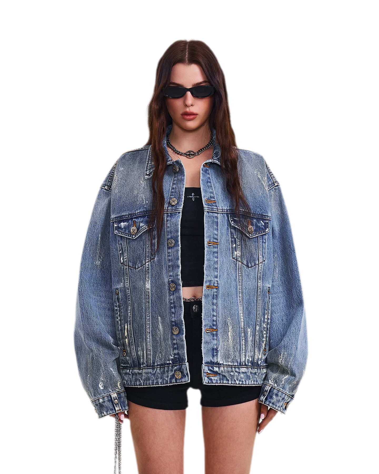 Cross Statue Denim Jacket