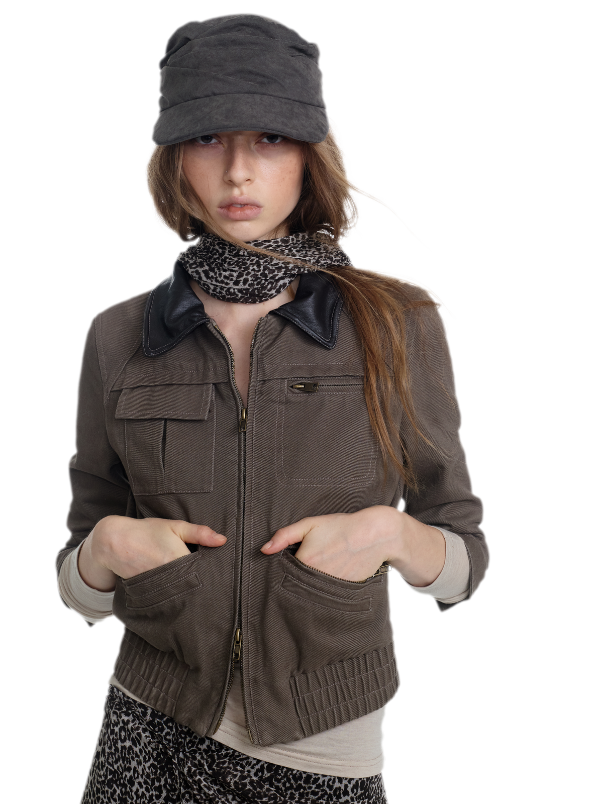 Pleated Leopard Print Scarf