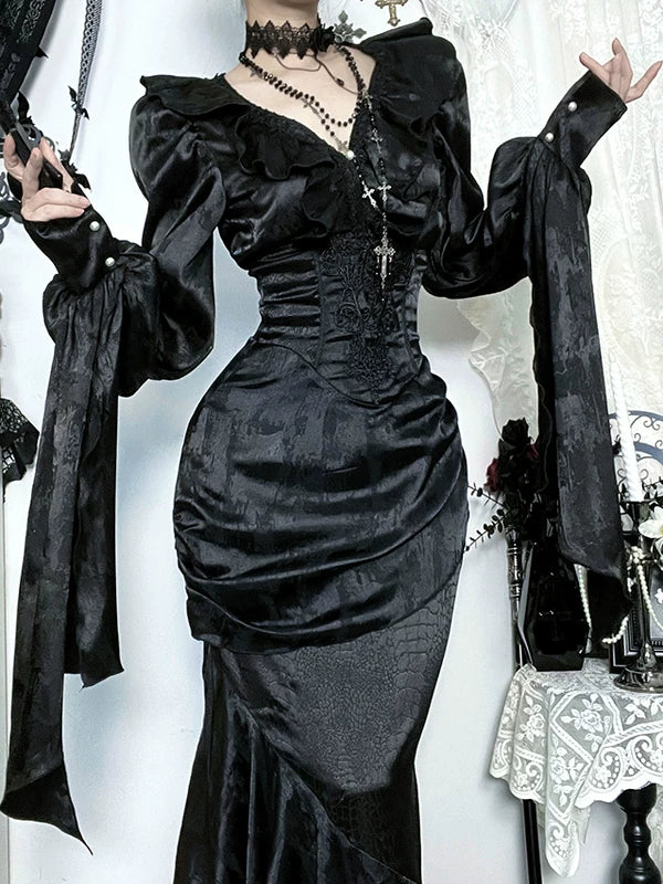 Ensemble jupe sirène gothique en jacquard