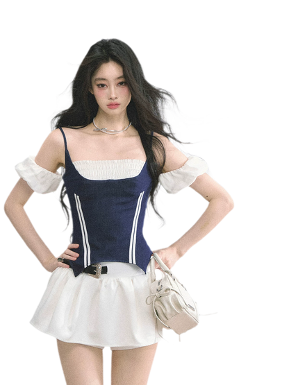 Corset Waist Puff Top