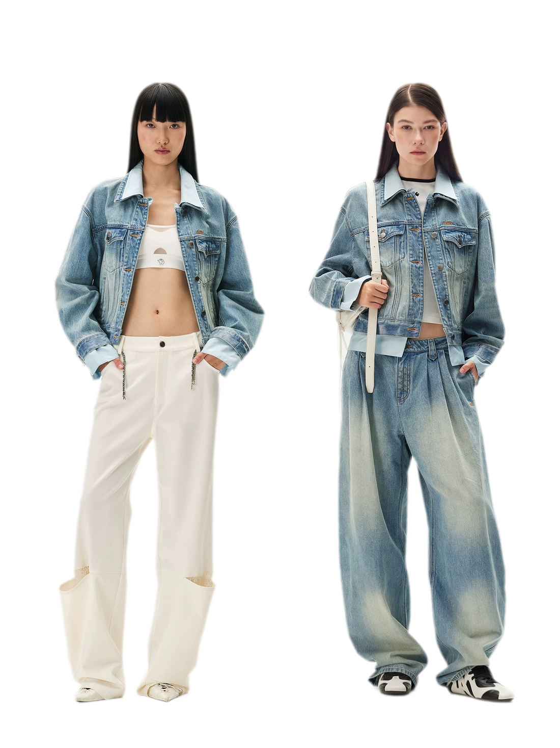 Washed Deconstructed Cropped Denim Jacket