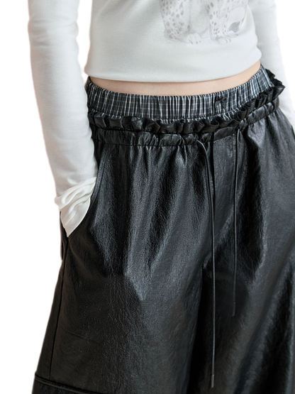 Matte Wide-Leg Cargo Pants