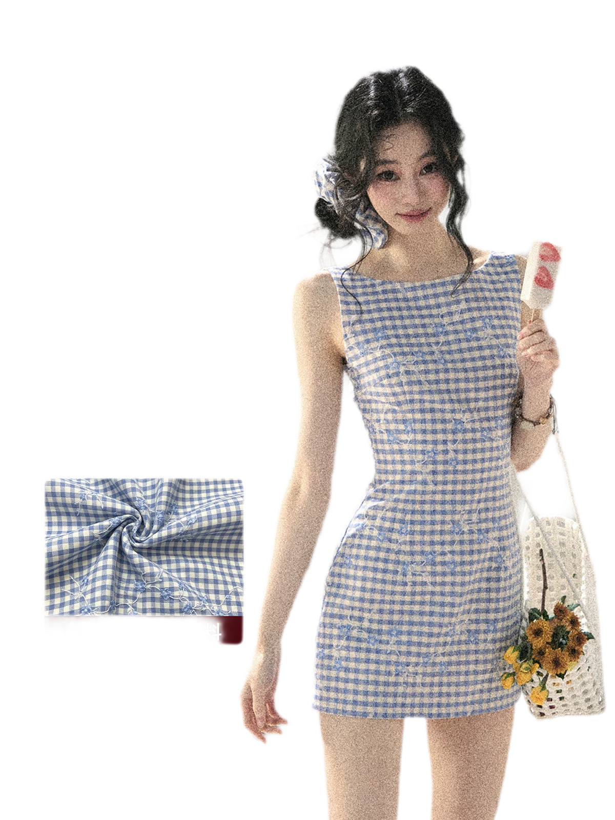 Breeze Check Embroidered Dress