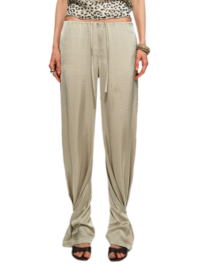 Textured Satin Drawstring Pants