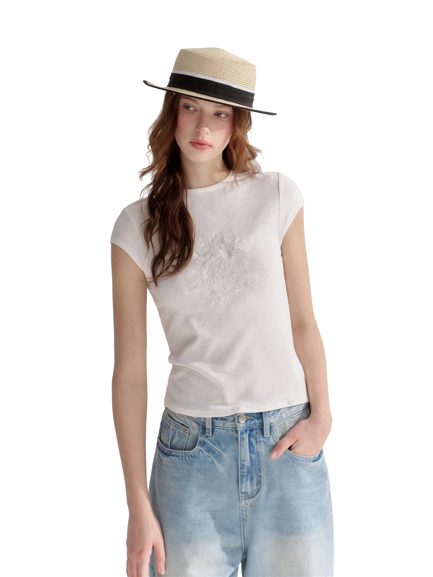 Embroidered Slim Fit Round Neck T-shirt