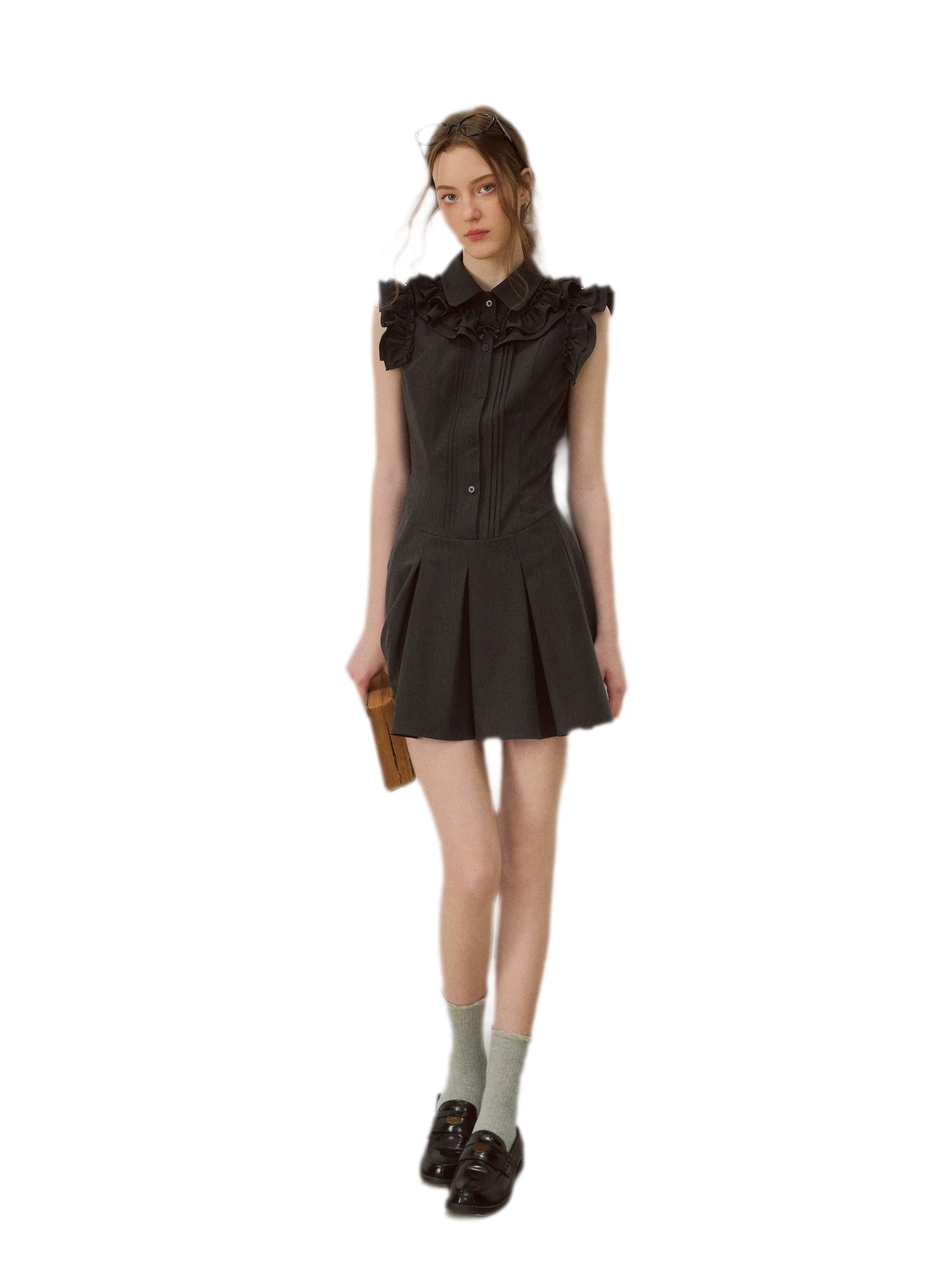 Pintuck Ruffle Dress