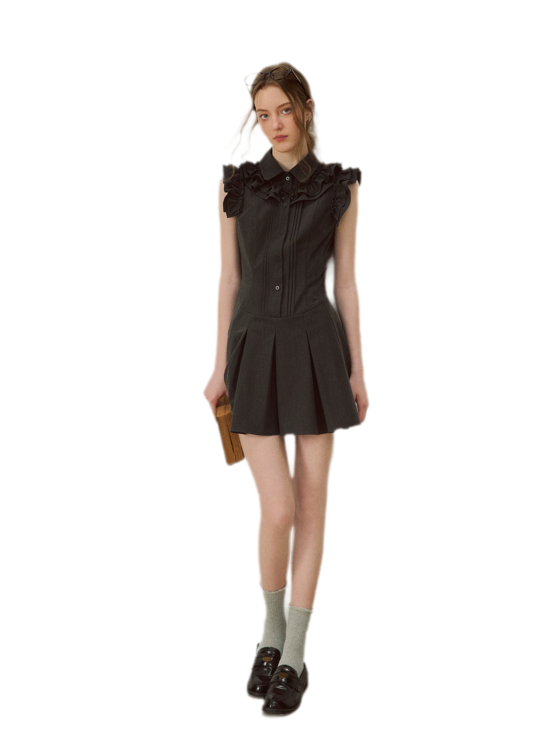 Pintuck Ruffle Dress