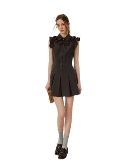 Pintuck Ruffle Dress
