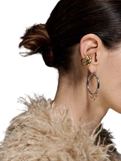 Punk Style Overlapping Gold and Silver Earrings
