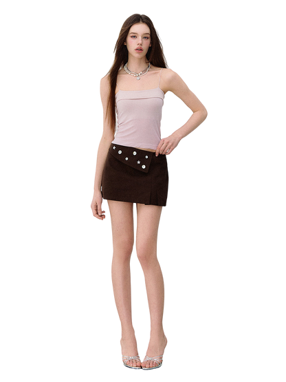 Brown Tone Starburst Asymmetric Skirt