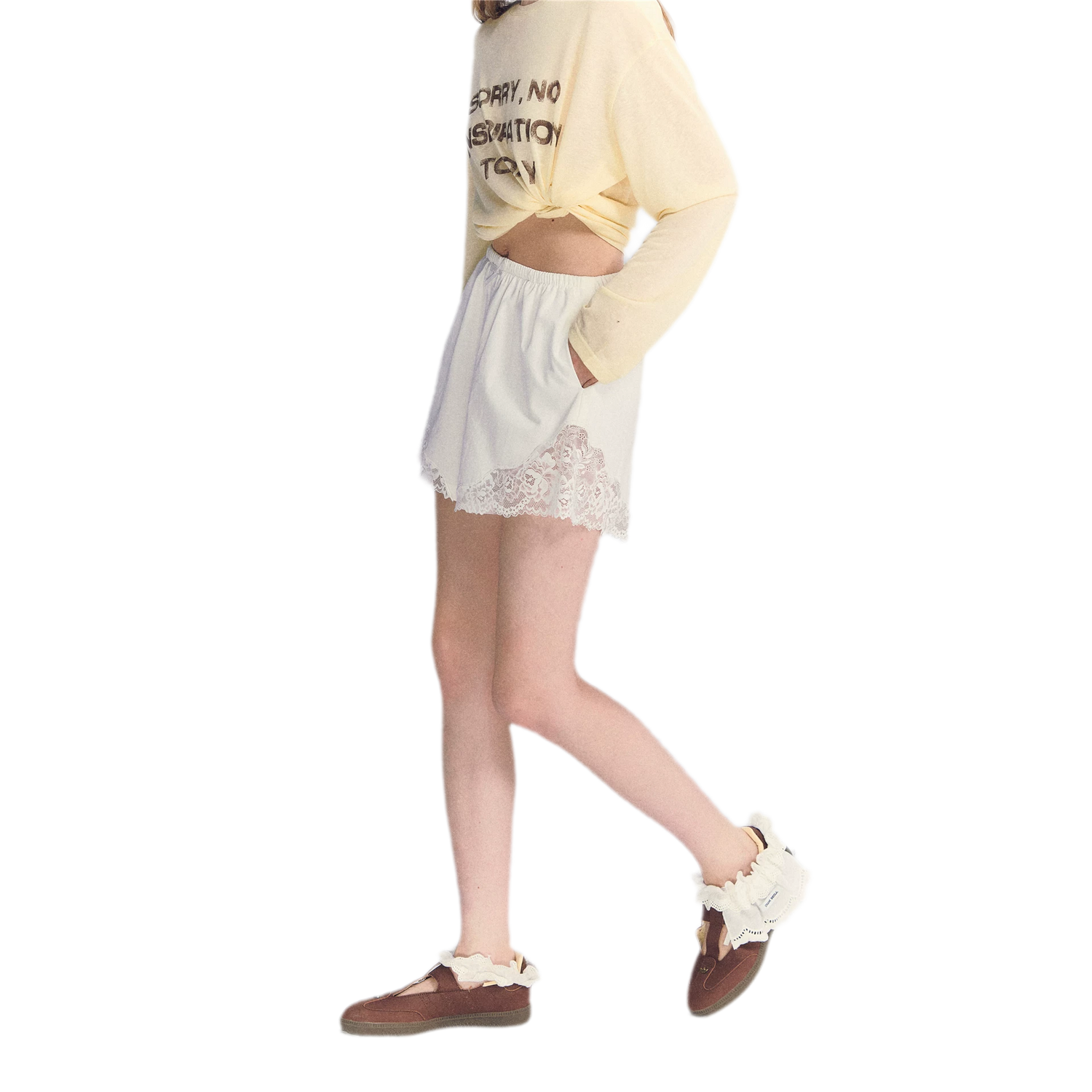Lace Trim Cotton Shorts