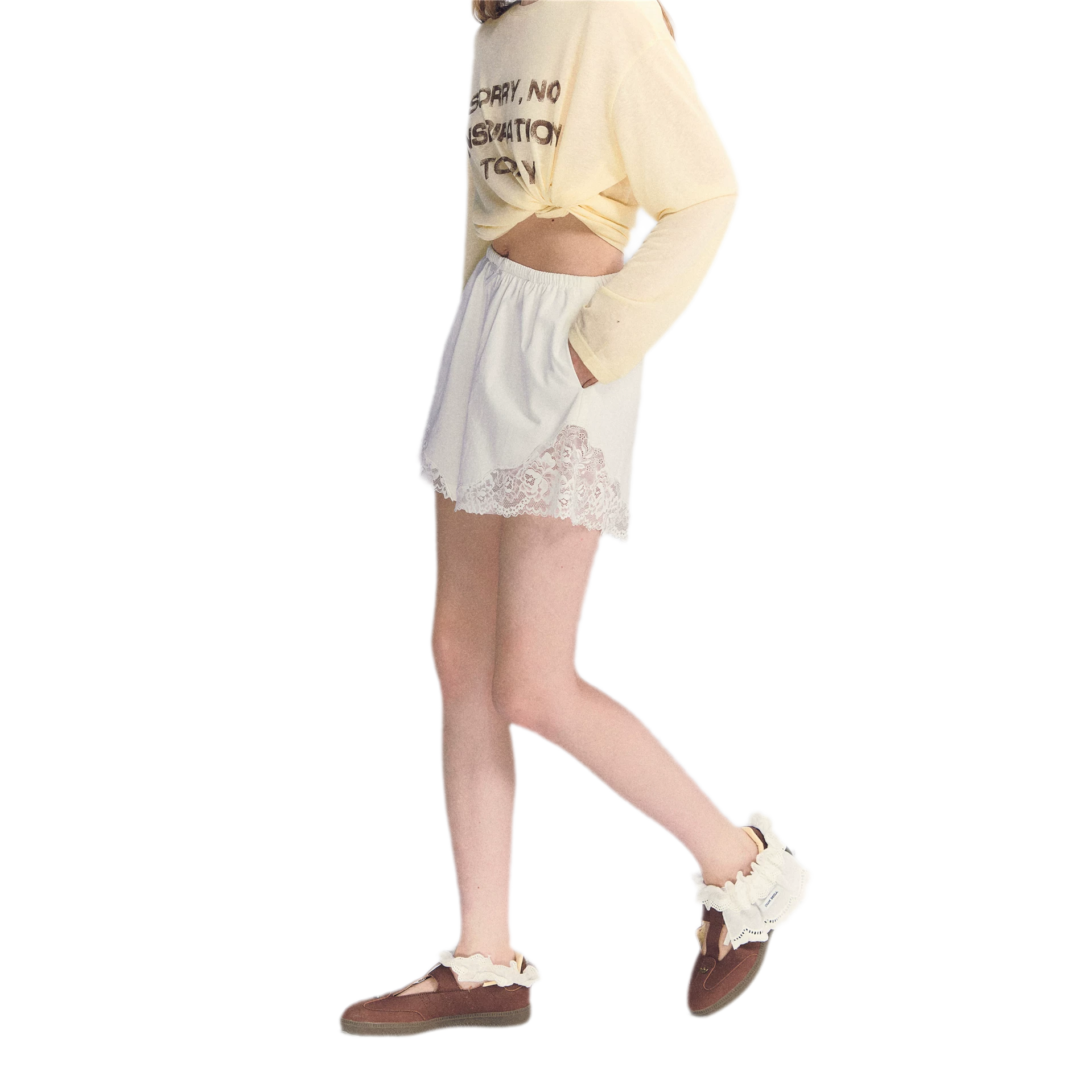 Lace Trim Cotton Shorts