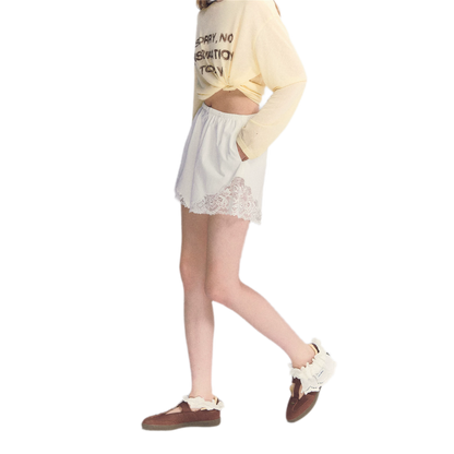 Lace Trim Cotton Shorts