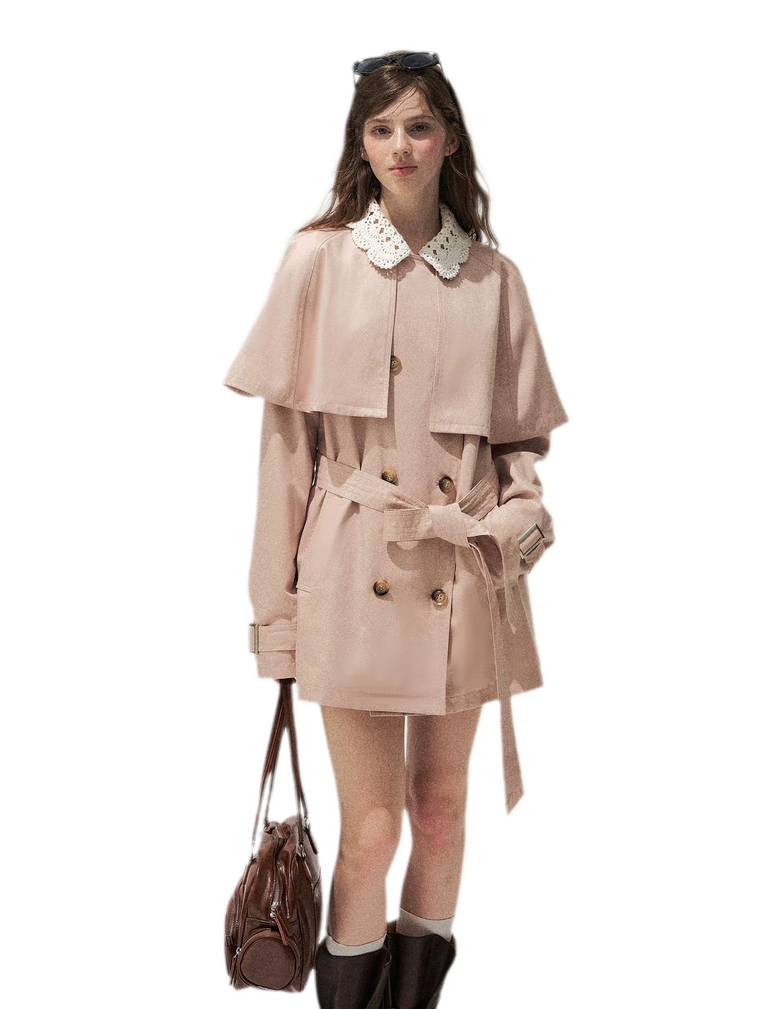Crochet Cape Trench Coat