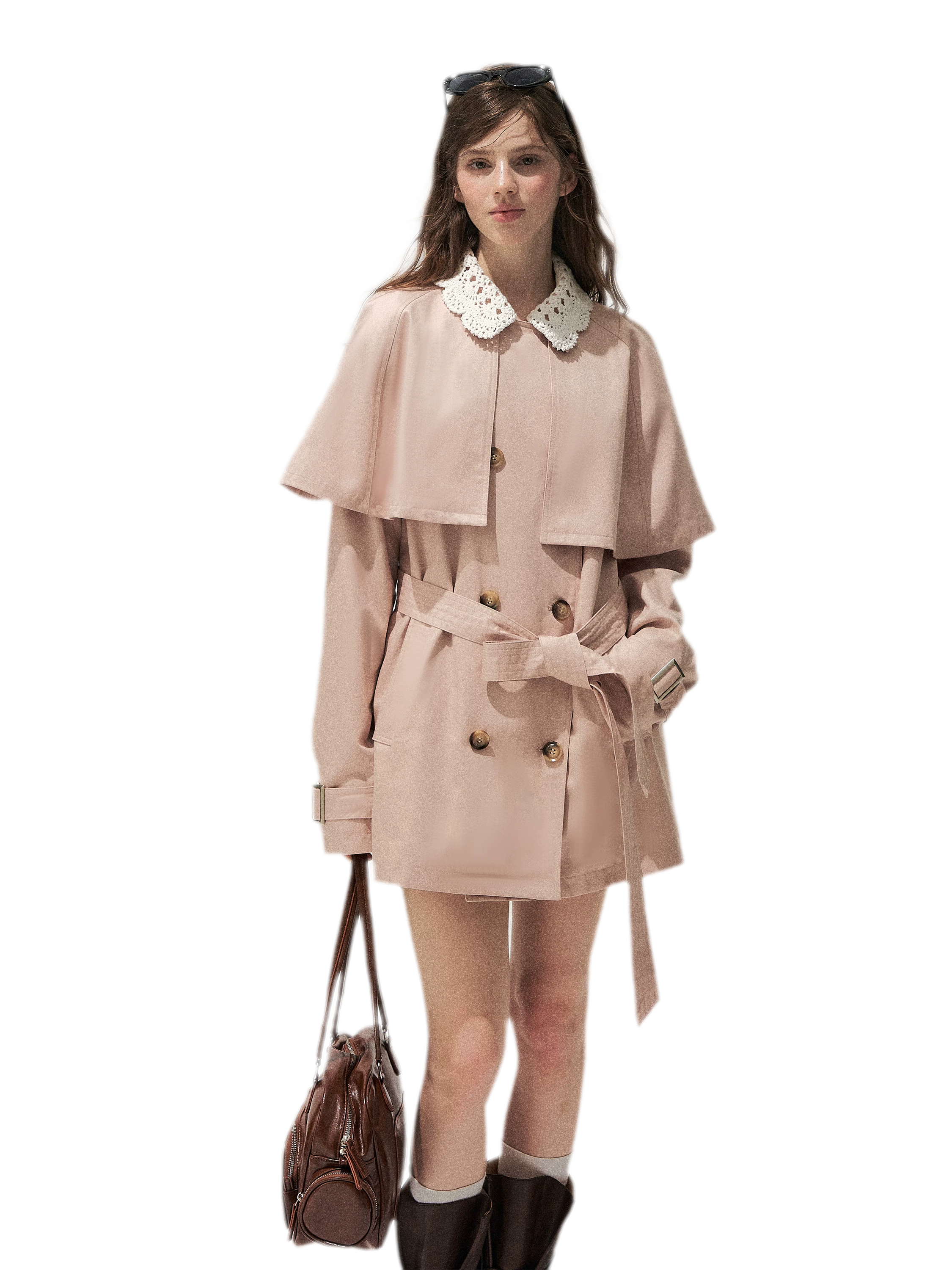 Crochet Cape Trench Coat