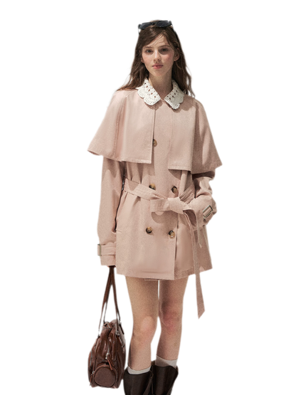 Crochet Cape Trench Coat