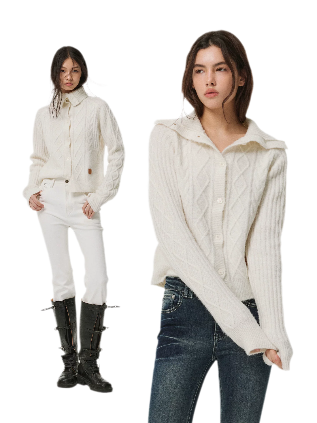 Cable Knit Fitted Cardigan
