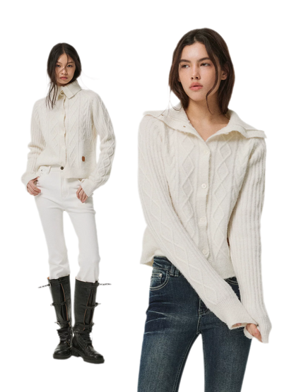 Taillierter Cardigan aus Zopfmusterstrick