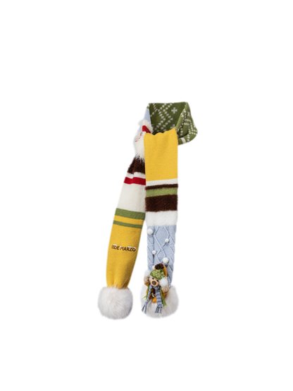 Textured Plush Snowball Knit Scarf