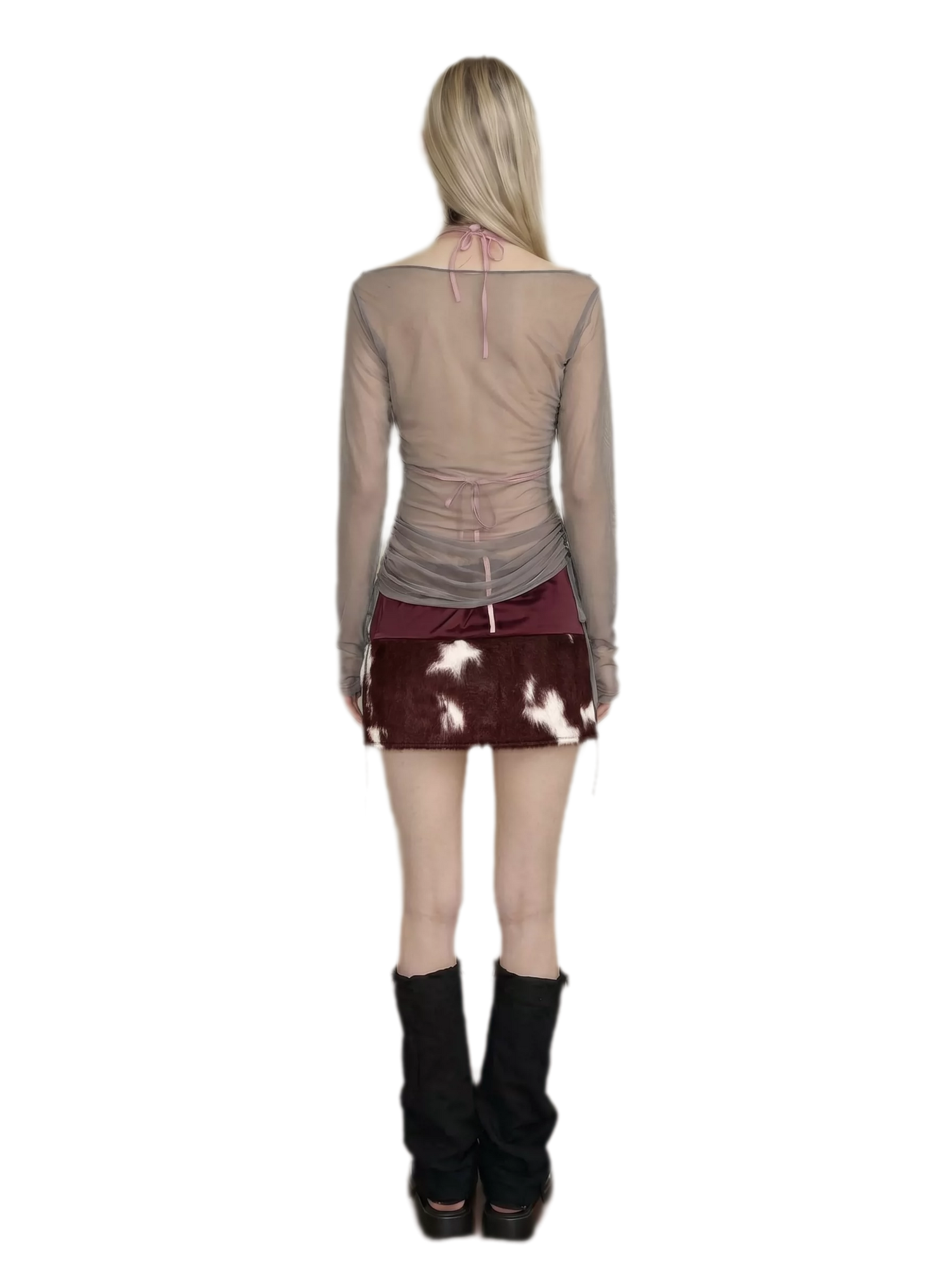 Fuzzy Mottled Low-Rise Mini Skirt