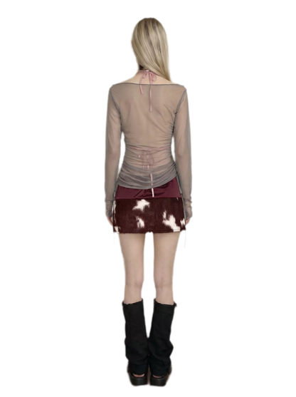 Fuzzy Mottled Low-Rise Mini Skirt