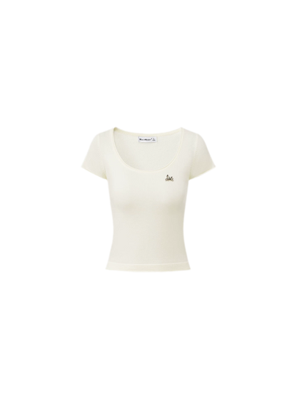 Candy Color U-Neck Short Sleeve T-Shirt