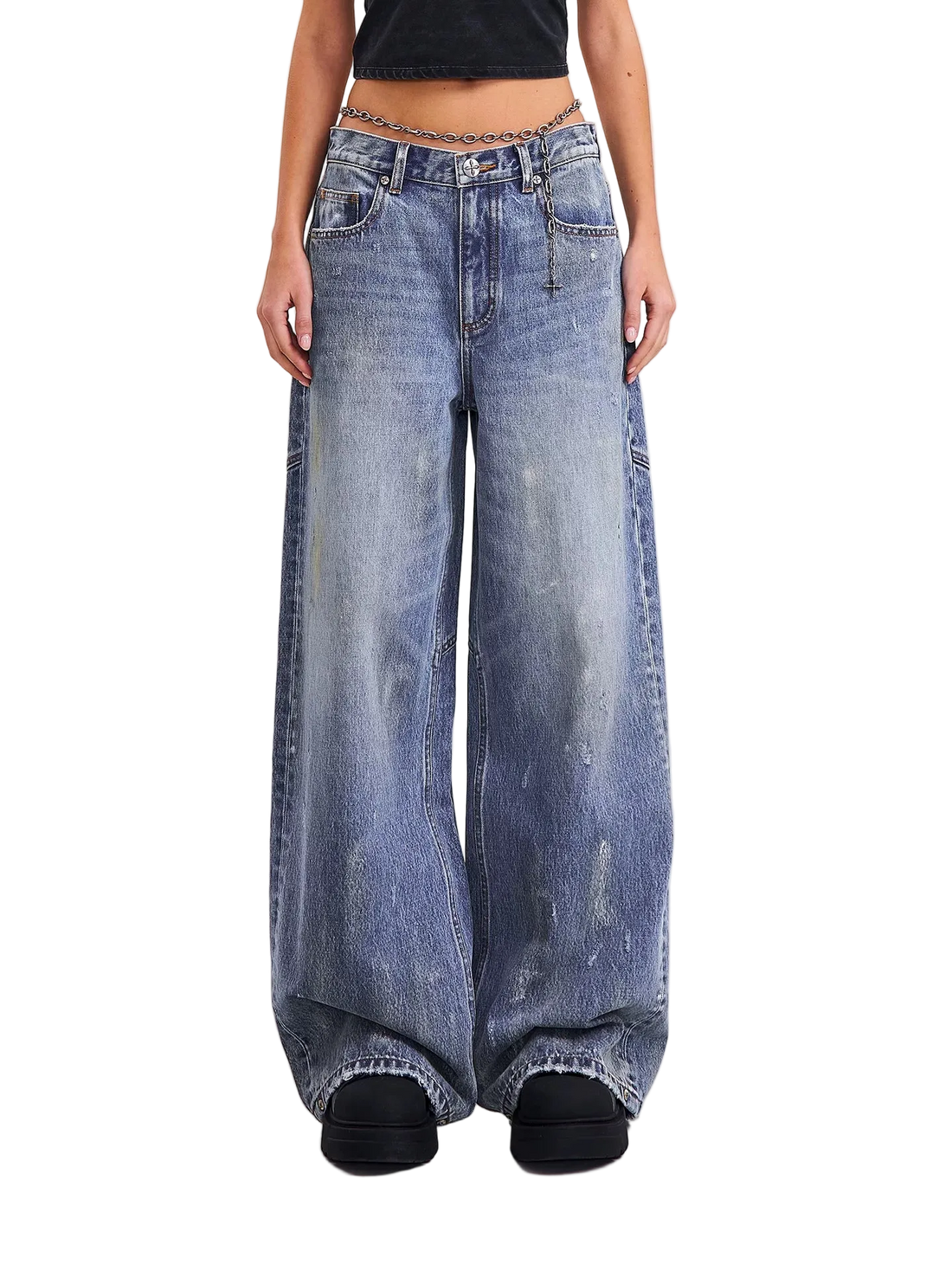 Cross Statue Desert Wide-Leg Jeans