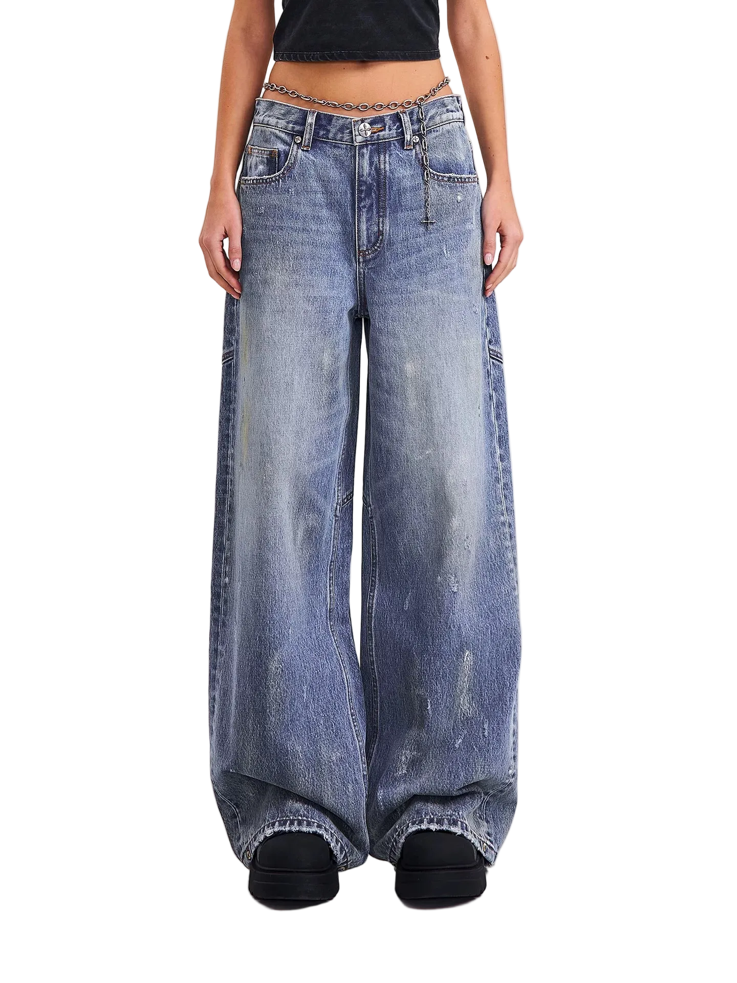 Cross Statue Desert Wide-Leg Jeans