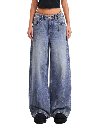 Cross Statue Desert Wide-Leg Jeans