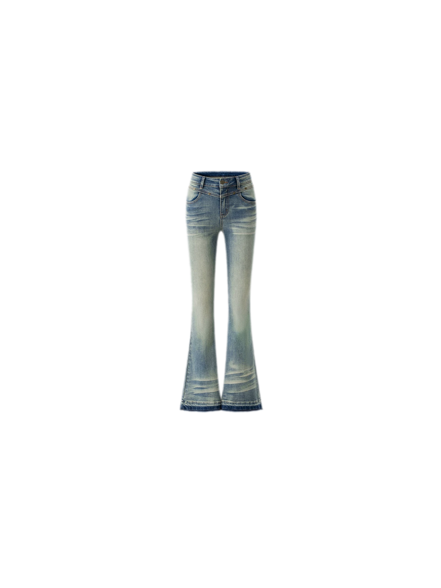 Washed Micro-Flare Contrast-Hem Jeans