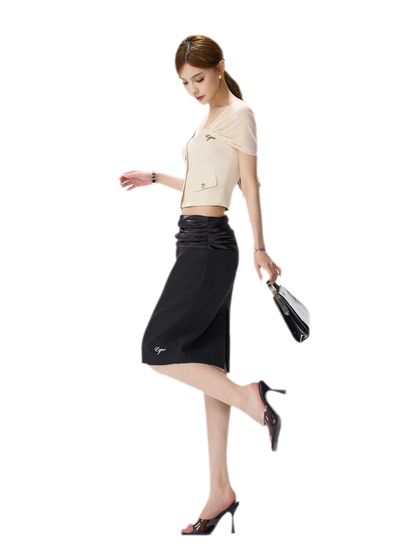 Square Neck Mesh Sleeve Top