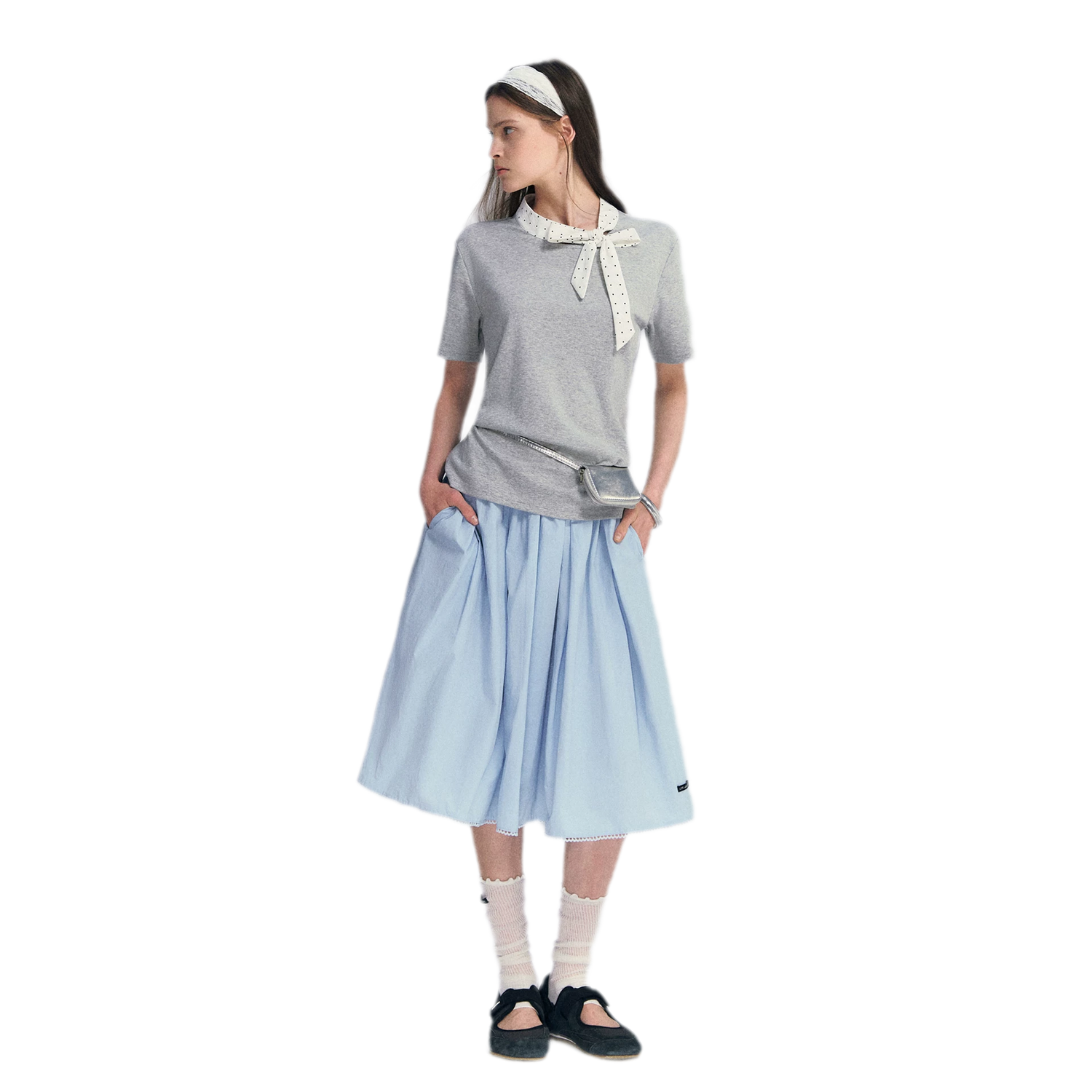 Blue Lace Midi Skirt