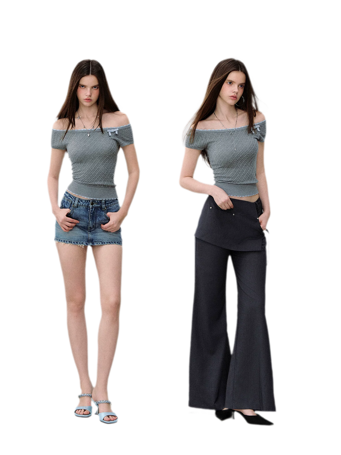 Off-Shoulder Knit Tee