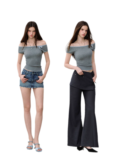 Off-Shoulder Knit Tee