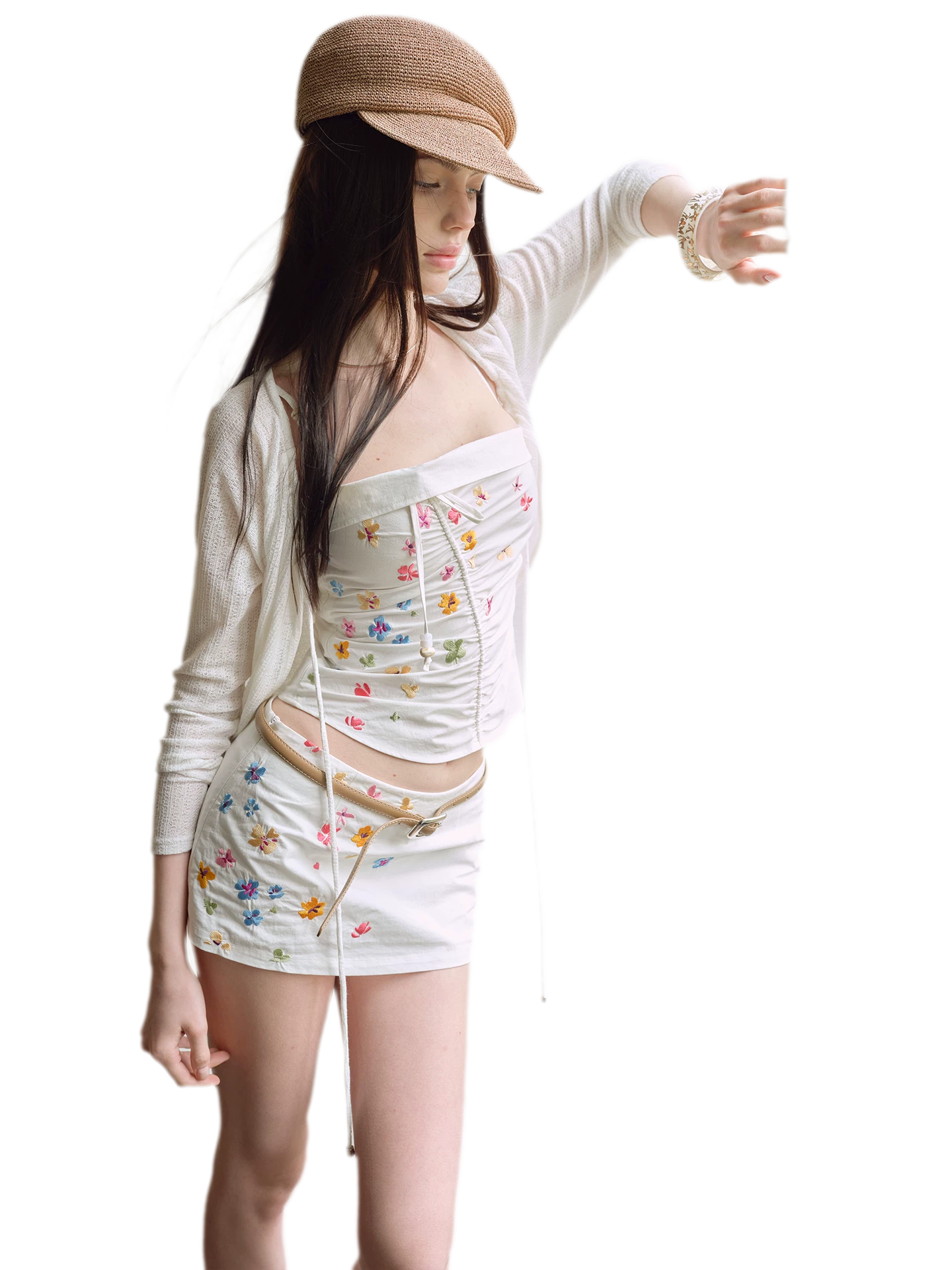 Summer Hand-Painted Floral Embroidered Cotton Camisole