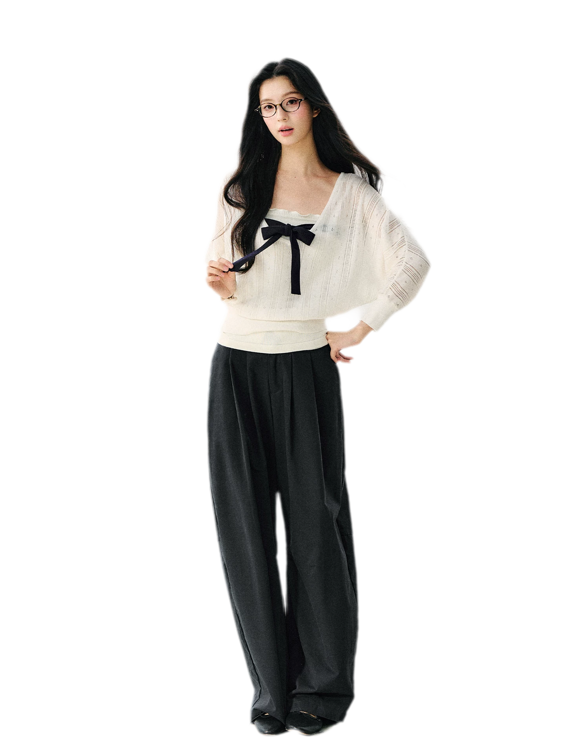 7SHIFTIN Bow Cutout Knit Top – view 2