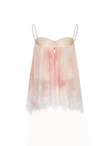 Fishbone Ruffle Chiffon Bustier Top