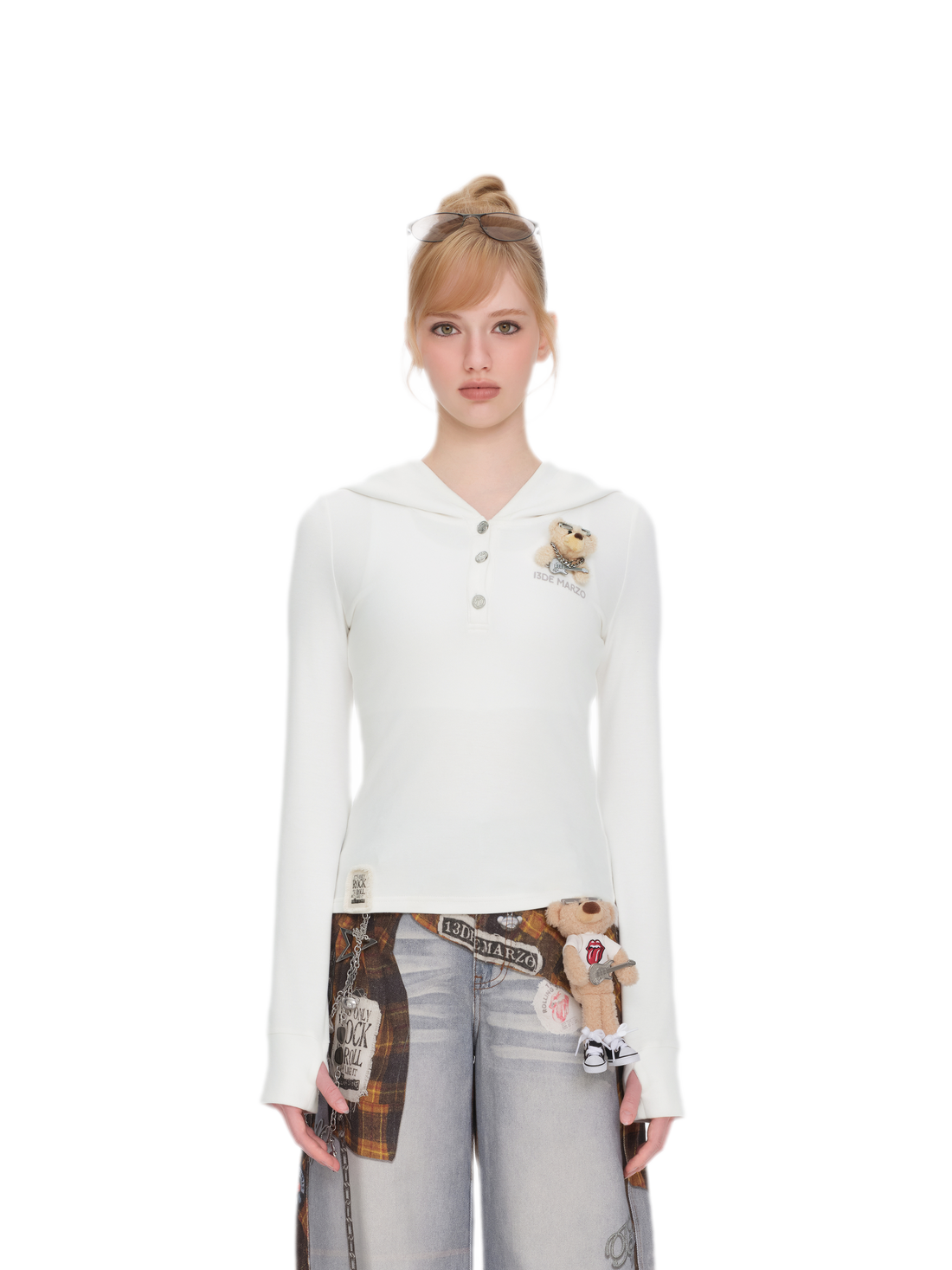 Getailleerde hoodie met duivelshoorns