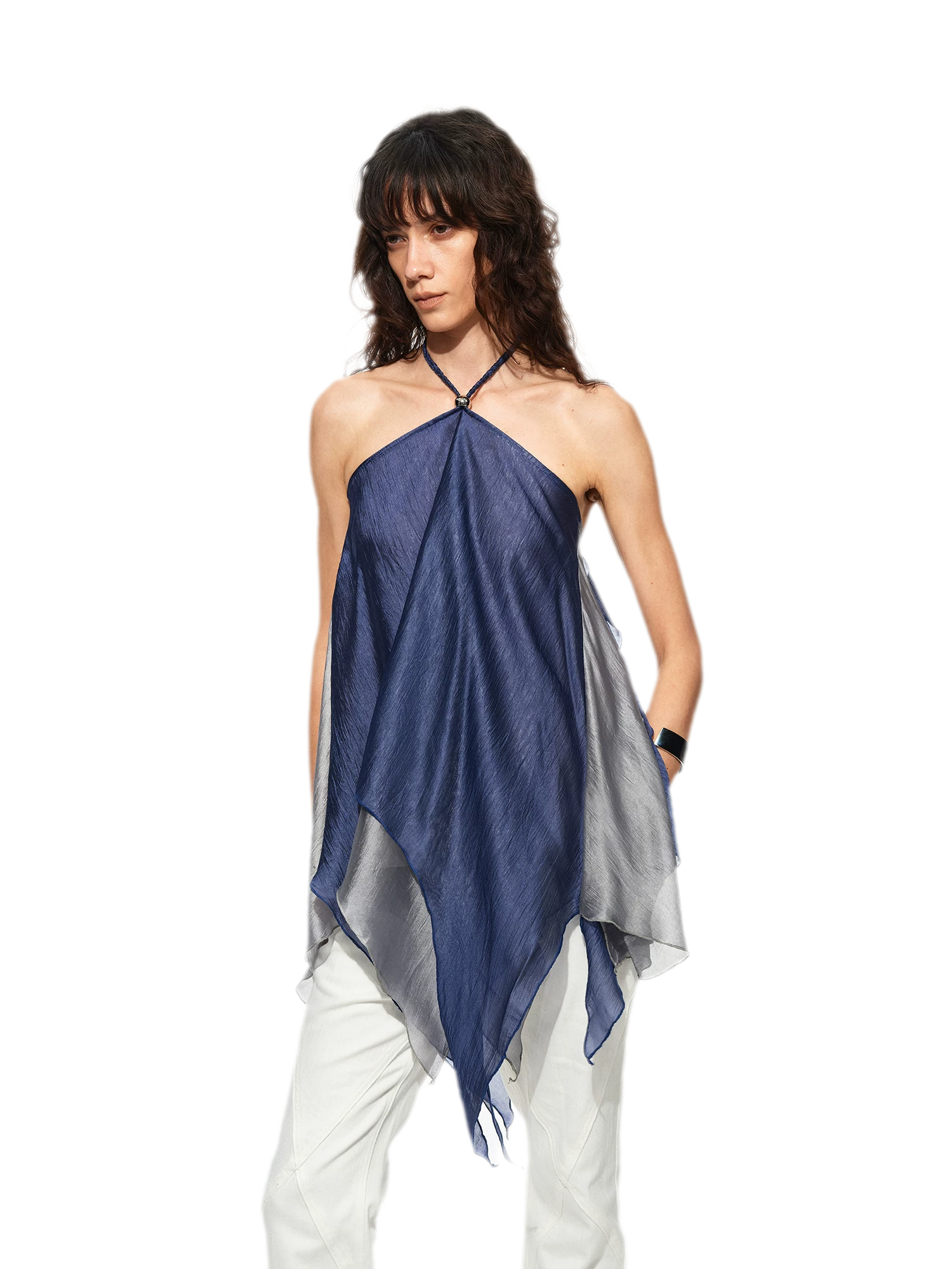 Handwoven Contrast Hem Bandeau Top