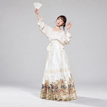 素瓷·九曜金枝 Porcelain Branches Ming-Style Mamian Skirt