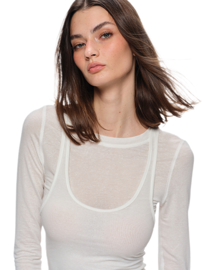 Sheer Layered Long Sleeve Tee