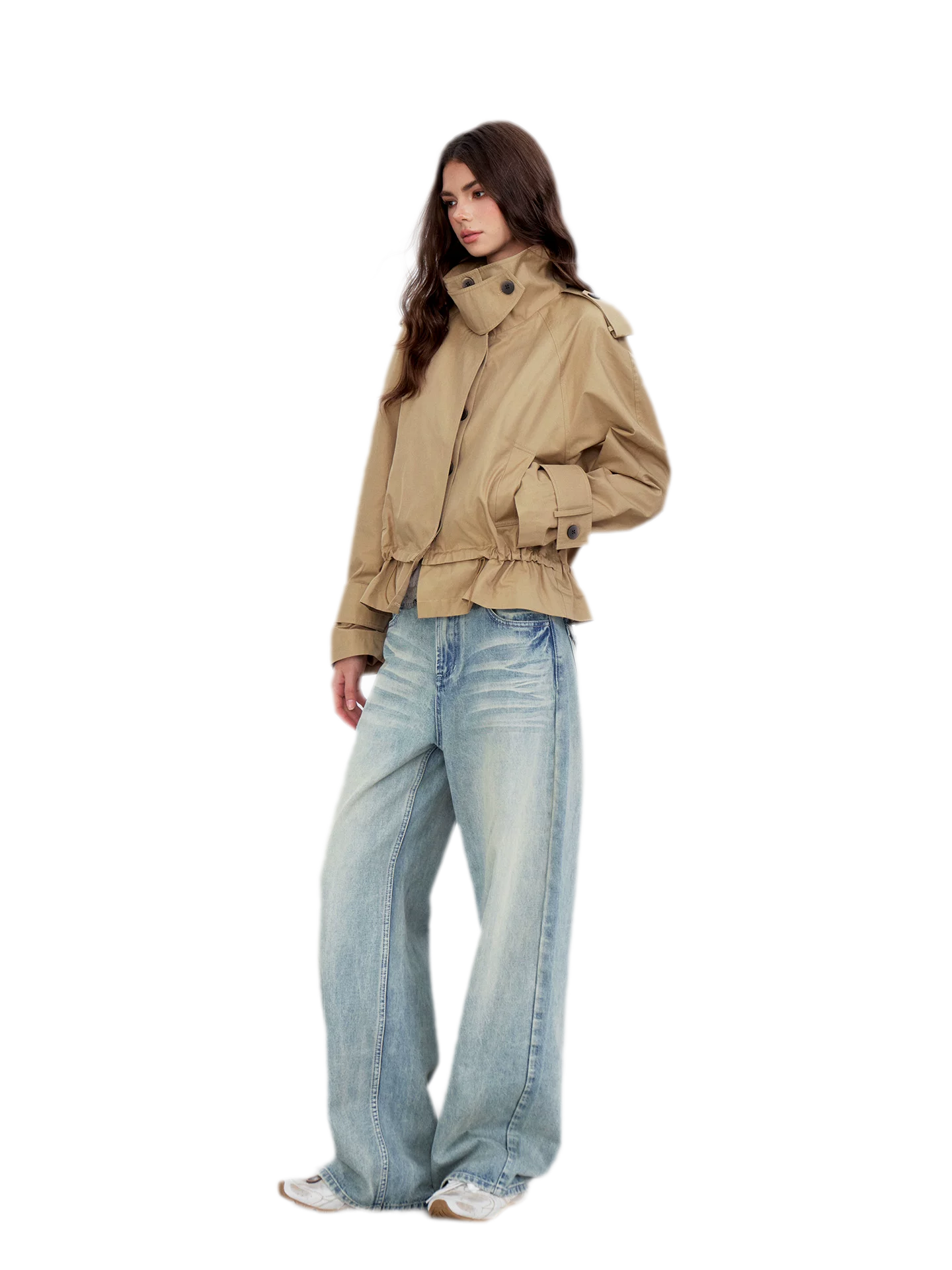 Cropped Workwear Trench Jacket
