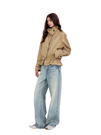 Cropped Workwear Trench Jacket